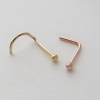 Tiny Gold Nose Stud, 14K Yellow or Rose-Gold-Filled Ball Nose Screw, L-Bend, Straight, or Fishtail - 22 Gauge CUSTOMIZABLE POST