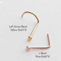 Tiny Gold Nose Stud, 14K Yellow or Rose-Gold-Filled Ball Nose Screw, L-Bend, Straight, or Fishtail - 22 Gauge CUSTOMIZABLE POST