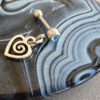 Little Heart Helix Stud 18g Piercing - Blue, Clear, or Aurora Borealis Gemstone Tragus Piercing Dangle, Heart Cartilage Earring