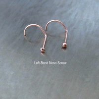 14K Rose Gold Filled SUPER TINY Flat Nose Stud - Very Thin 24g Post, Gold Filled Nose Screw, L-Bend, Straight, Fishtail Made in USA