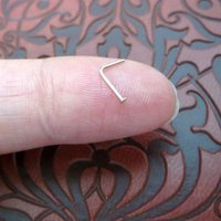 14k White Gold Nose Stud, TEENY TINY Flat Nose Ring, Screw or L Bend - Solid White Gold, Super Thin 24 Gauge Post - 100% Made in USA