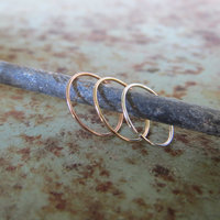 Set of THREE Skinny Hoop Nose Rings, Mix and Match: Yellow / Rose-Gold Filled, Sterling Silver - Nose, Earlobe, Helix, Tragus, Etc, 100% Made In USA