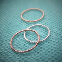 Set of TWO Twisted Hoops, 22 Gauge (Thin), Mix and Match: Sterling Silver, Yellow or Rose-Gold-Filled, Twisted Cartilage, Lobe, Nose Hoop