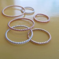 Set of TWO Twisted Hoops, 22 Gauge (Thin), Mix and Match: Sterling Silver, Yellow or Rose-Gold-Filled, Twisted Cartilage, Lobe, Nose Hoop