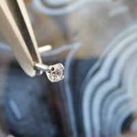 14k White Gold Nose Stud, Small Cubic Zirconia Gemstone Nose Ring - Solid White Gold, 18g or 20g L-Bend Post