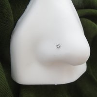 14k White Gold Nose Stud, Small Cubic Zirconia Gemstone Nose Ring - Solid White Gold, 18g or 20g L-Bend Post