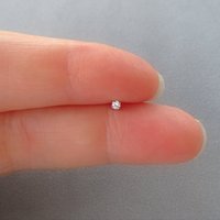 Sterling Silver Nose Stud, Tiny 2mm White/Clear Cubic Zirconia Gemstone Nose Ring, 21g Post, Customizable