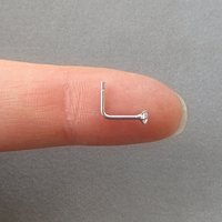 Sterling Silver Nose Stud, Tiny 2mm White/Clear Cubic Zirconia Gemstone Nose Ring, 21g Post, Customizable