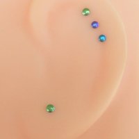 Tiny Stud Post Earrings, Niobium Relief Studs in Green, Purple, or Teal; Single or Pair, 2mm Nickel Free Studs - Lobes, Cartilage