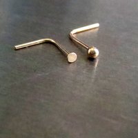 14k Gold Nose Stud, TEENY Tiny Flat or Ball Nose Ring, Solid Gold Super Thin 24 GAUGE Post - 100% Made in USA