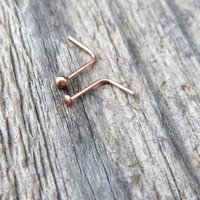 14K Rose Gold Filled SUPER TINY Flat Nose Stud - Very Thin 24g Post, Gold Filled Nose Screw, L-Bend, Straight, Fishtail Made in USA