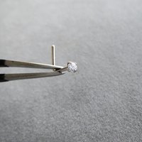 14k White Gold Nose Stud, Small Cubic Zirconia Gemstone Nose Ring - Solid White Gold, 18g or 20g L-Bend Post