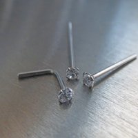 Titanium Nose Stud, Small Cubic Zirconia Gemstone Nose Ring, Nose Rings for Men or Women, 3 Sizes - Implant Grade Titanium Nose Stud