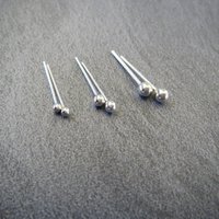 Tiny Ball Stud Post Earrings, Argentium Silver, Single or Pair - Lobe and Cartilage Piercings, Nickel-Free Relief Stud Posts - Made in USA