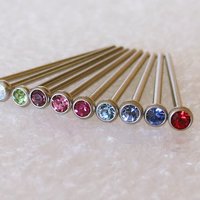 Small Gemstone Nose Stud, 316L Surgical Steel, Cubic Zirconia Nose Ring, Choice of Many Colors!