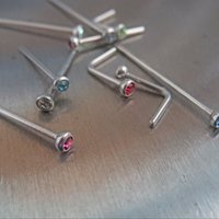 Small Gemstone Nose Stud, 316L Surgical Steel, Cubic Zirconia Nose Ring, Choice of Many Colors!