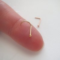 Tiny Gold Nose Stud, 14K Yellow or Rose-Gold-Filled Ball Nose Screw, L-Bend, Straight, or Fishtail - 22 Gauge CUSTOMIZABLE POST