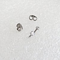 Titanium Stud Earrings, Cubic Zirconia Gemstone Earrings in 3 Sizes - 21g Cartilage Studs for Men or Women - Single Stud or Pair