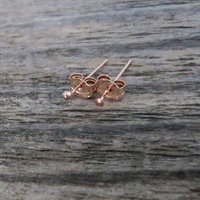 14k Rose Gold Filled TEENY TINY Flat or Ball Stud Earrings - Super Thin Post Earlobe or Cartilage Earring - Made in USA