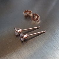Rose Gold Filled CZ Studs; Small, Cubic Zirconia Earrings, Cartilage Jewelry; Perfect Gift for Bridesmaids!