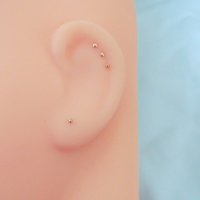 14k Rose Gold Filled TEENY TINY Flat or Ball Stud Earrings - Super Thin Post Earlobe or Cartilage Earring - Made in USA