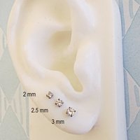 Titanium Stud Earrings, Cubic Zirconia Gemstone Earrings in 3 Sizes - 21g Cartilage Studs for Men or Women - Single Stud or Pair