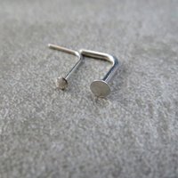 Tiny Flat Nose Stud, 925 Solid Sterling Silver Nose Ring, Hypoallergenic Nose Stud - Nose Screw, L Bend, Straight, or Fishtail - Made in USA