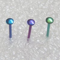 Tiny Stud Post Earrings, Niobium Relief Studs in Green, Purple, or Teal; Single or Pair, 2mm Nickel Free Studs - Lobes, Cartilage