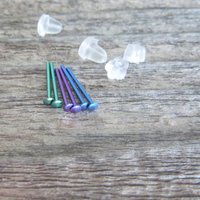 Tiny Stud Post Earrings, Niobium Relief Studs in Green, Purple, or Teal; Single or Pair, 2mm Nickel Free Studs - Lobes, Cartilage