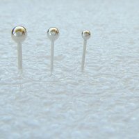 Tiny Ball Stud Post Earrings, Argentium Silver, Single or Pair - Lobe and Cartilage Piercings, Nickel-Free Relief Stud Posts - Made in USA