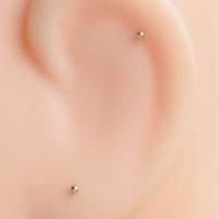 14k Solid Gold Teeny Tiny Ball Stud Earrings, Single or Pair - Super Thin 24 Gauge Post, Earlobe or Cartilage Studs, 100% Made in the USA