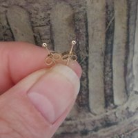 14k Solid Gold Teeny Tiny Ball Stud Earrings, Single or Pair - Super Thin 24 Gauge Post, Earlobe or Cartilage Studs, 100% Made in the USA
