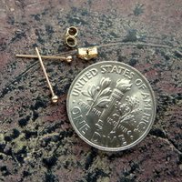 14k Solid Gold Teeny Tiny Ball Stud Earrings, Single or Pair - Super Thin 24 Gauge Post, Earlobe or Cartilage Studs, 100% Made in the USA