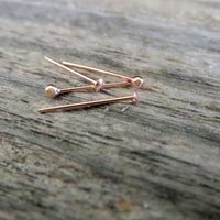 14k Rose Gold Filled TEENY TINY Flat or Ball Stud Earrings - Super Thin Post Earlobe or Cartilage Earring - Made in USA