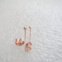 14k Rose Gold Filled TEENY TINY Flat or Ball Stud Earrings - Super Thin Post Earlobe or Cartilage Earring - Made in USA