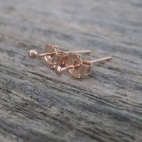 14k Rose Gold Filled TEENY TINY Flat or Ball Stud Earrings - Super Thin Post Earlobe or Cartilage Earring - Made in USA