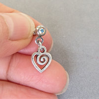 Little Heart Helix Stud 18g Piercing - Blue, Clear, or Aurora Borealis Gemstone Tragus Piercing Dangle, Heart Cartilage Earring
