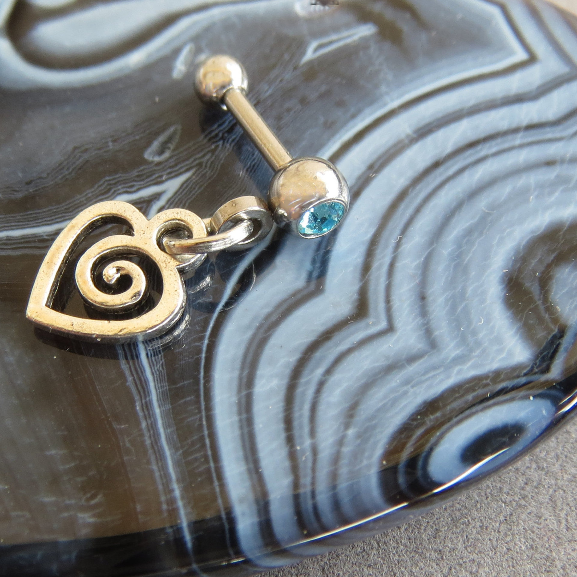 Little Heart Helix Stud 18g Piercing - Blue, Clear, or Aurora Borealis Gemstone Tragus Piercing Dangle, Heart Cartilage Earring