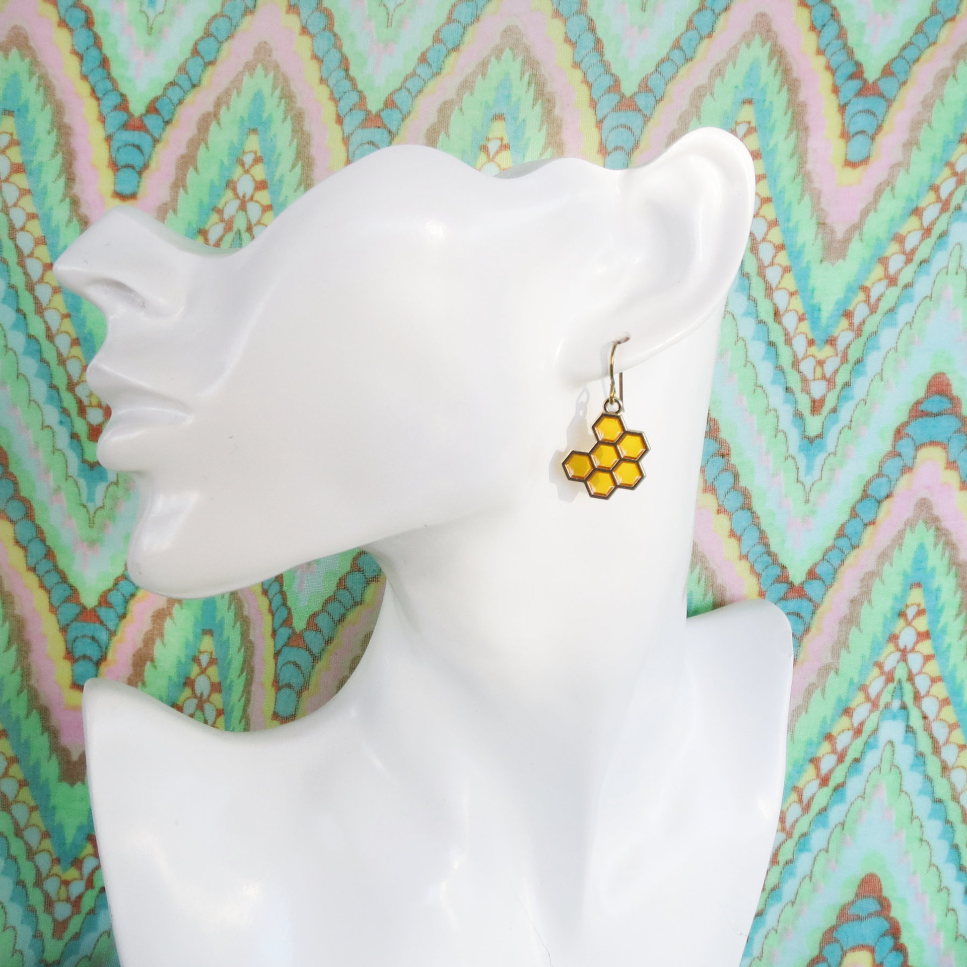 	 Honeycomb Earrings with Niobium Ear Wires, Super Hypoallergenic Bee Earrings for Sensitive Ears