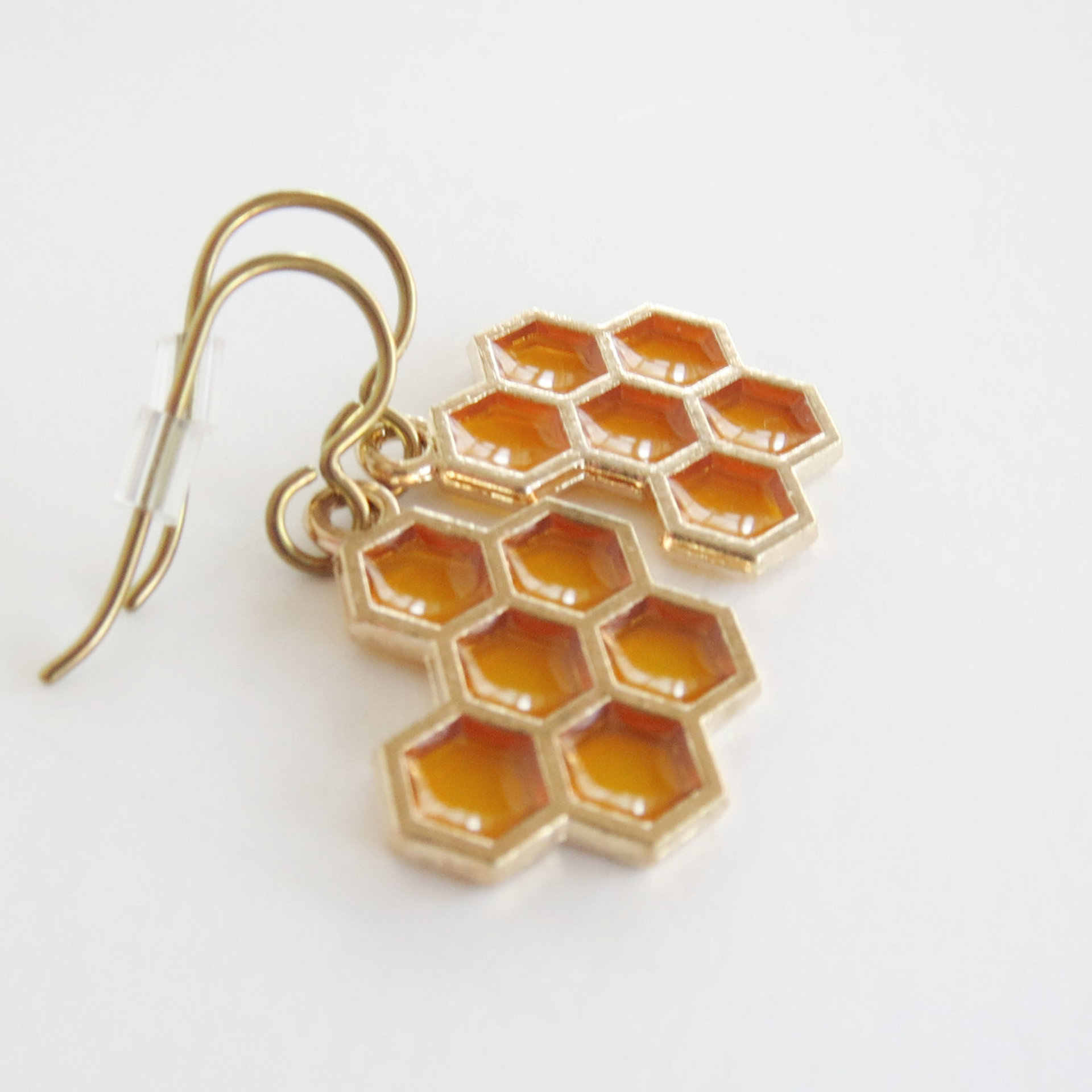 	 Honeycomb Earrings with Niobium Ear Wires, Super Hypoallergenic Bee Earrings for Sensitive Ears