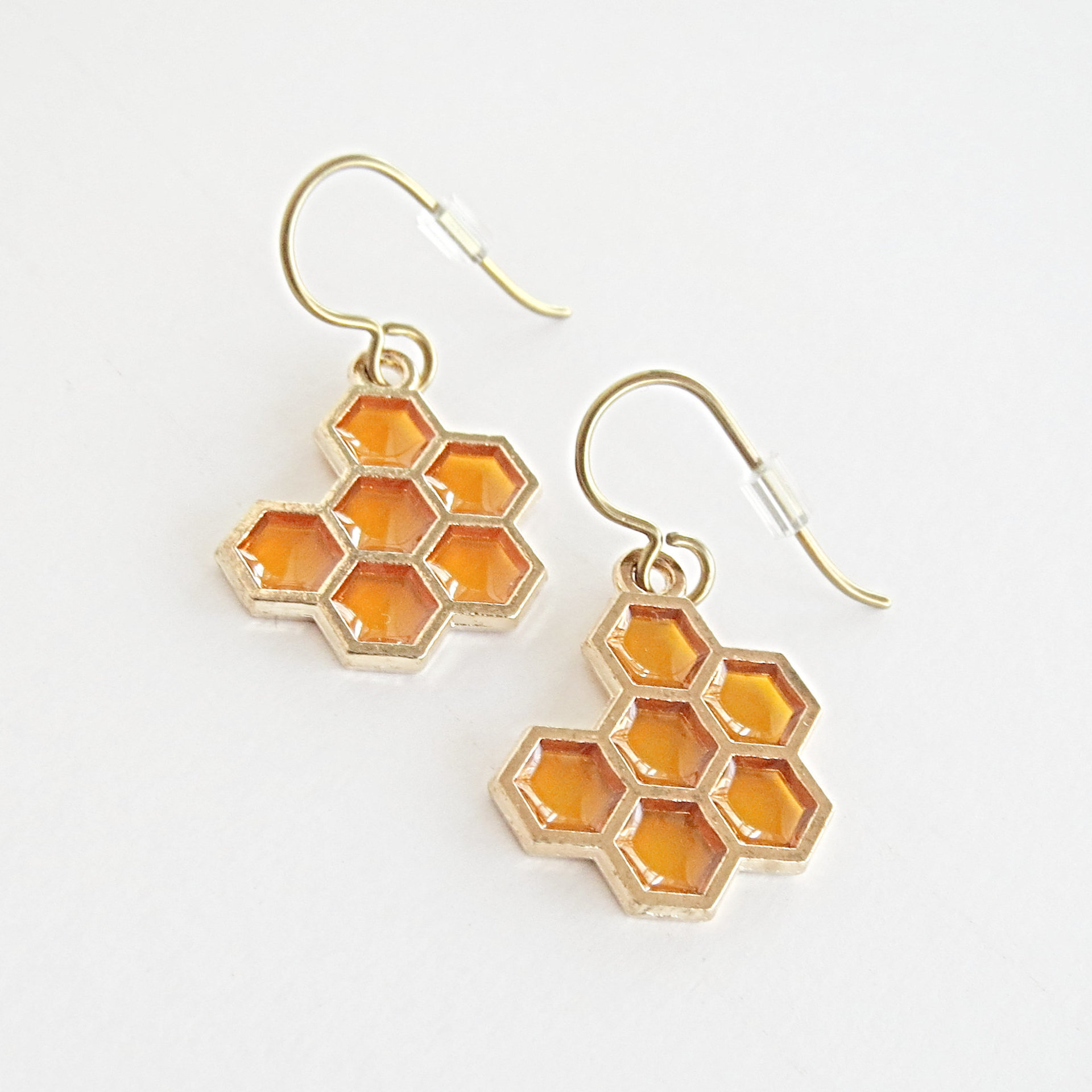 	 Honeycomb Earrings with Niobium Ear Wires, Super Hypoallergenic Bee Earrings for Sensitive Ears