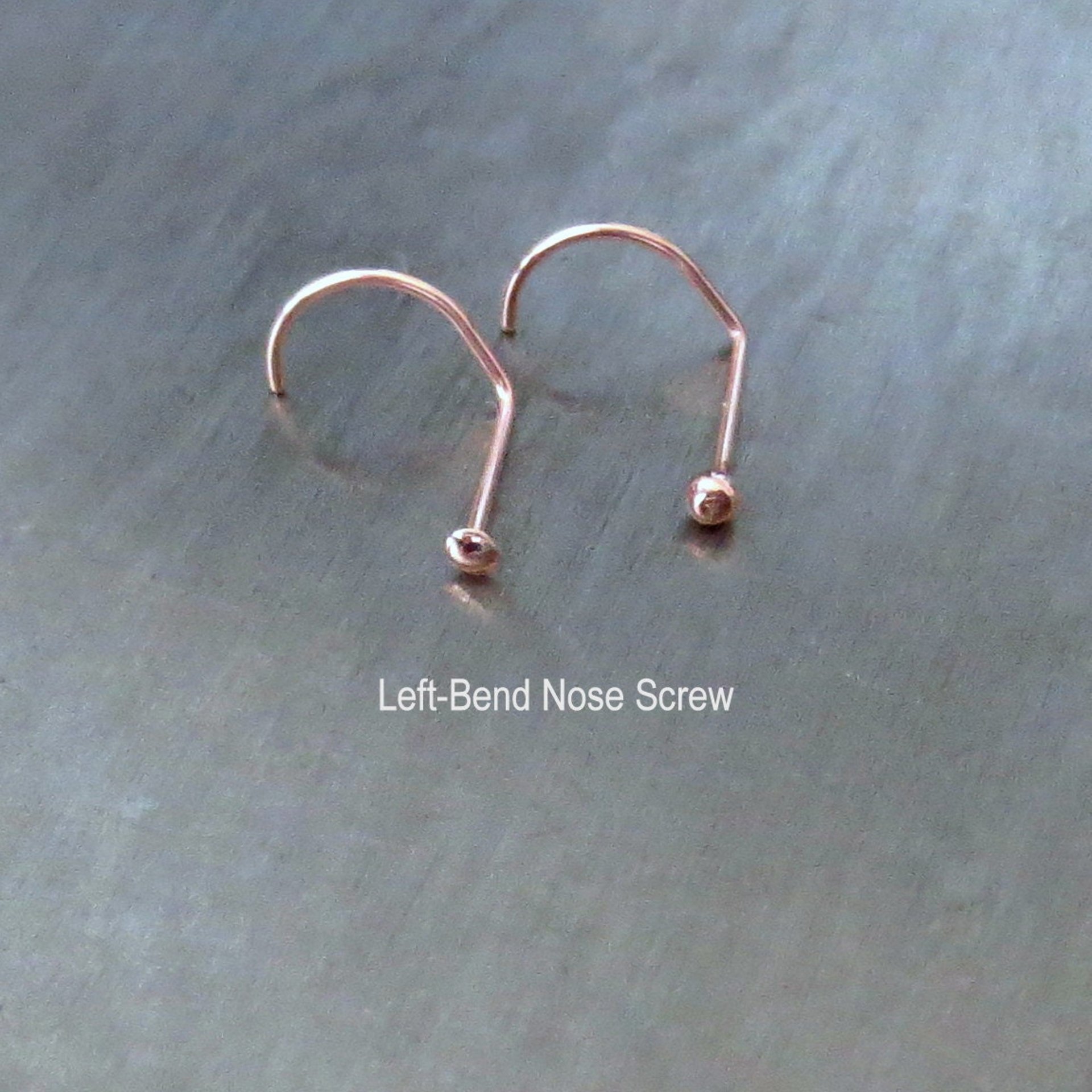 14K Rose Gold Filled SUPER TINY Flat Nose Stud - Very Thin 24g Post, Gold Filled Nose Screw, L-Bend, Straight, Fishtail Made in USA