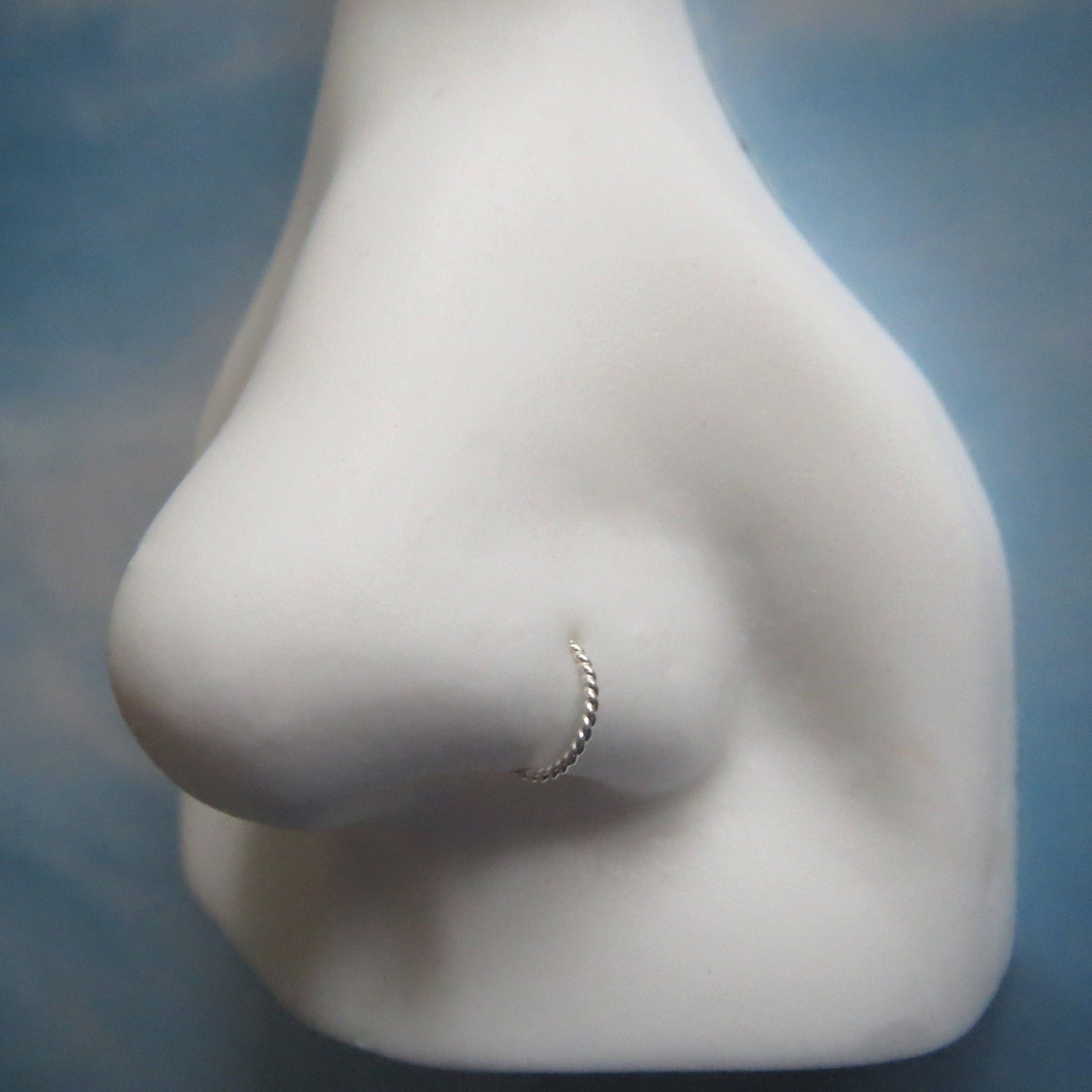 Twisted Argentium Silver Nose Ring / Twisted Hoop For All Piercings, Hypoallergenic, 21 Gauge, Tiny 5mm to 10mm, 100% Made in the USA