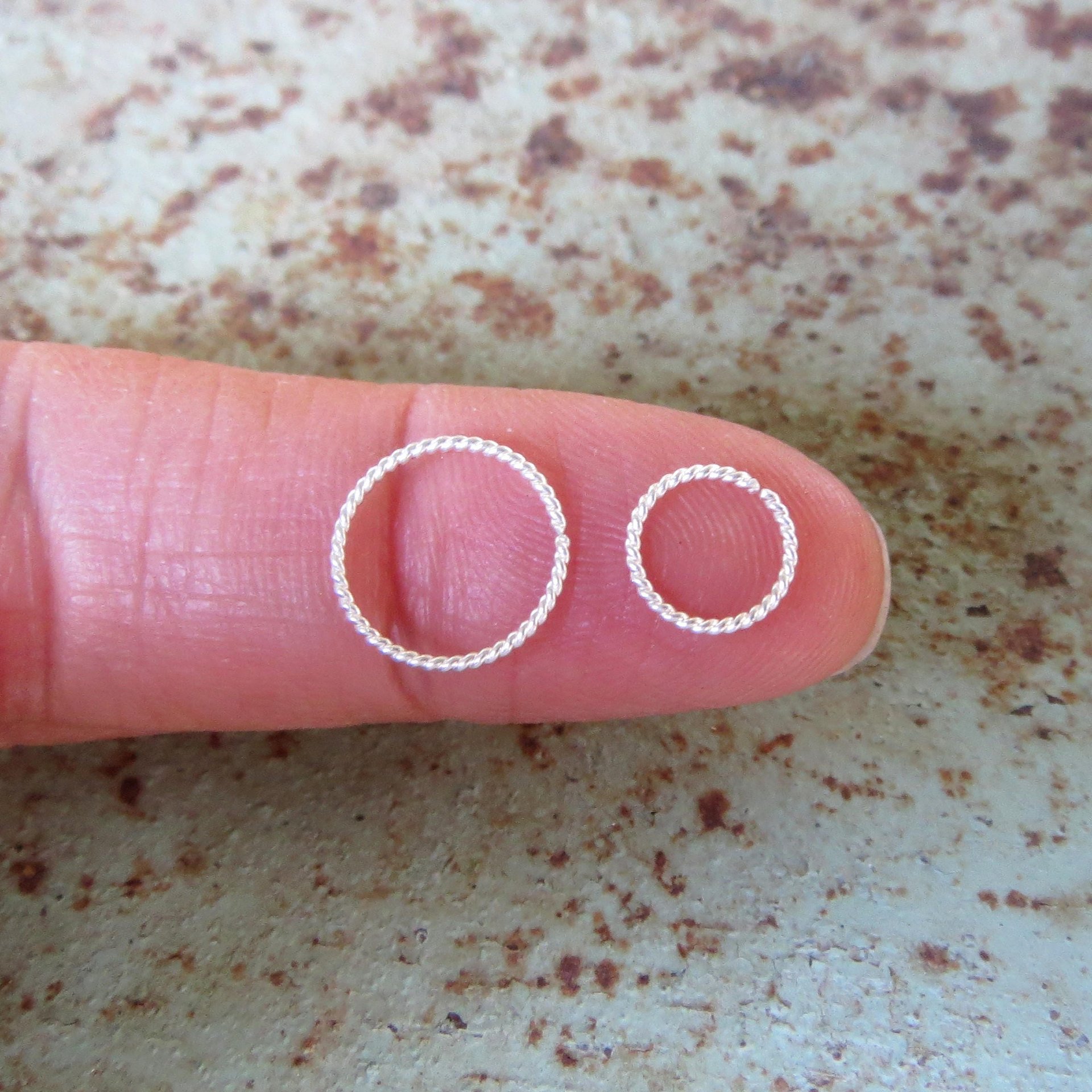 Twisted Argentium Silver Nose Ring / Twisted Hoop For All Piercings, Hypoallergenic, 21 Gauge, Tiny 5mm to 10mm, 100% Made in the USA