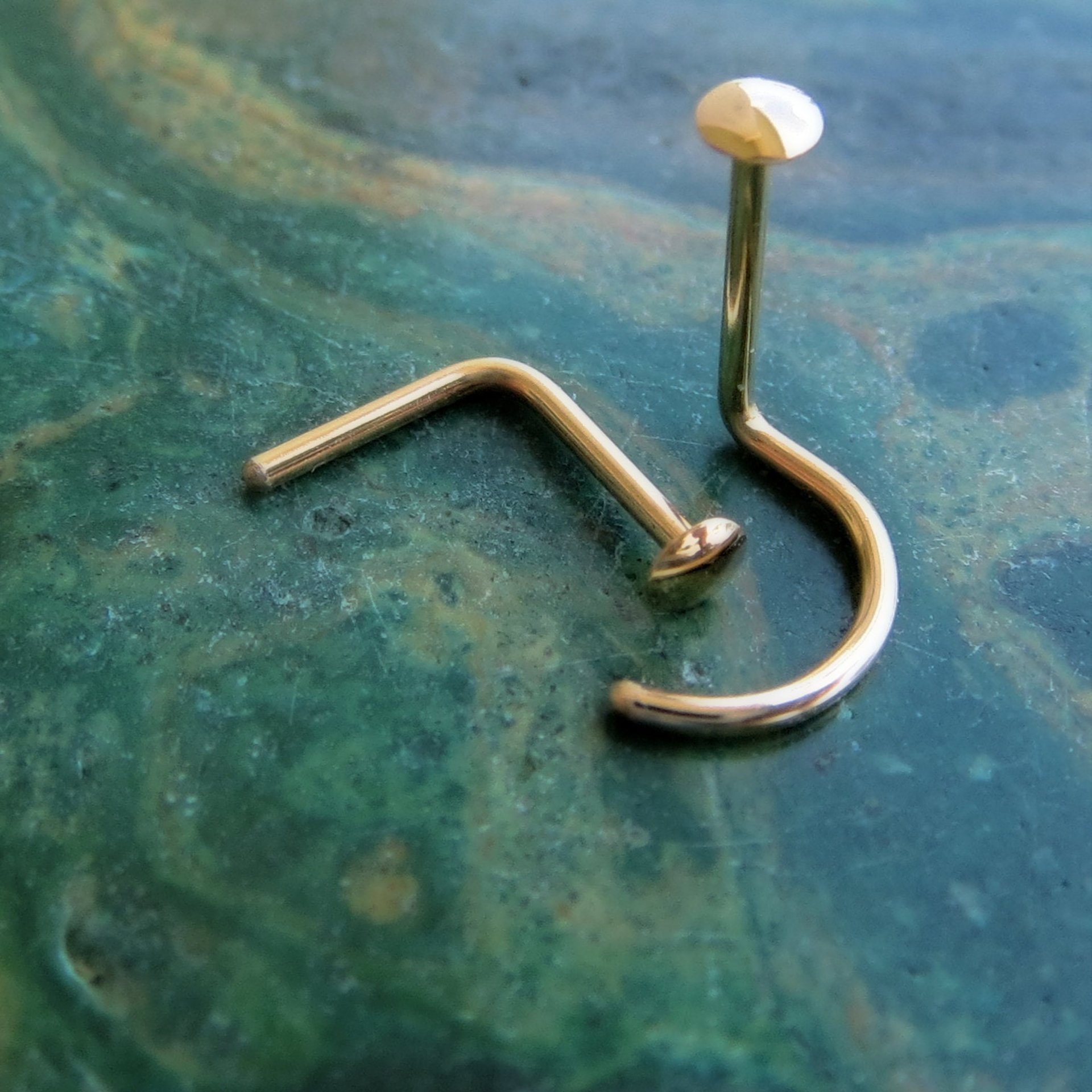 Gold Nose Stud - Small, 14k Gold Filled Nose Ring, 22g Gold Nose Screw, L-Bend, Straight, or Fishtail - 100% Made in the USA
