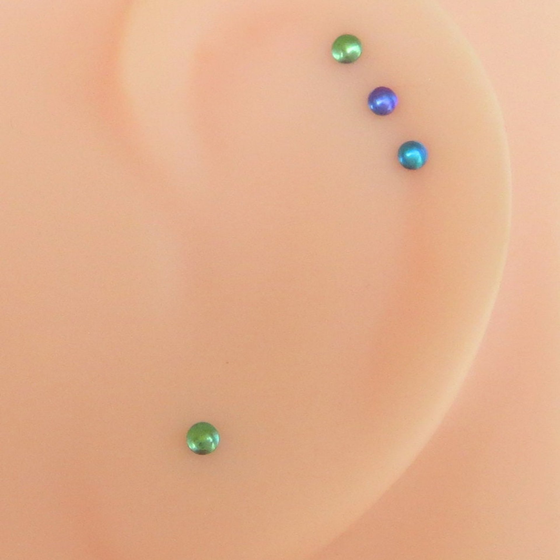 Tiny Stud Post Earrings, Niobium Relief Studs in Green, Purple, or Teal; Single or Pair, 2mm Nickel Free Studs - Lobes, Cartilage