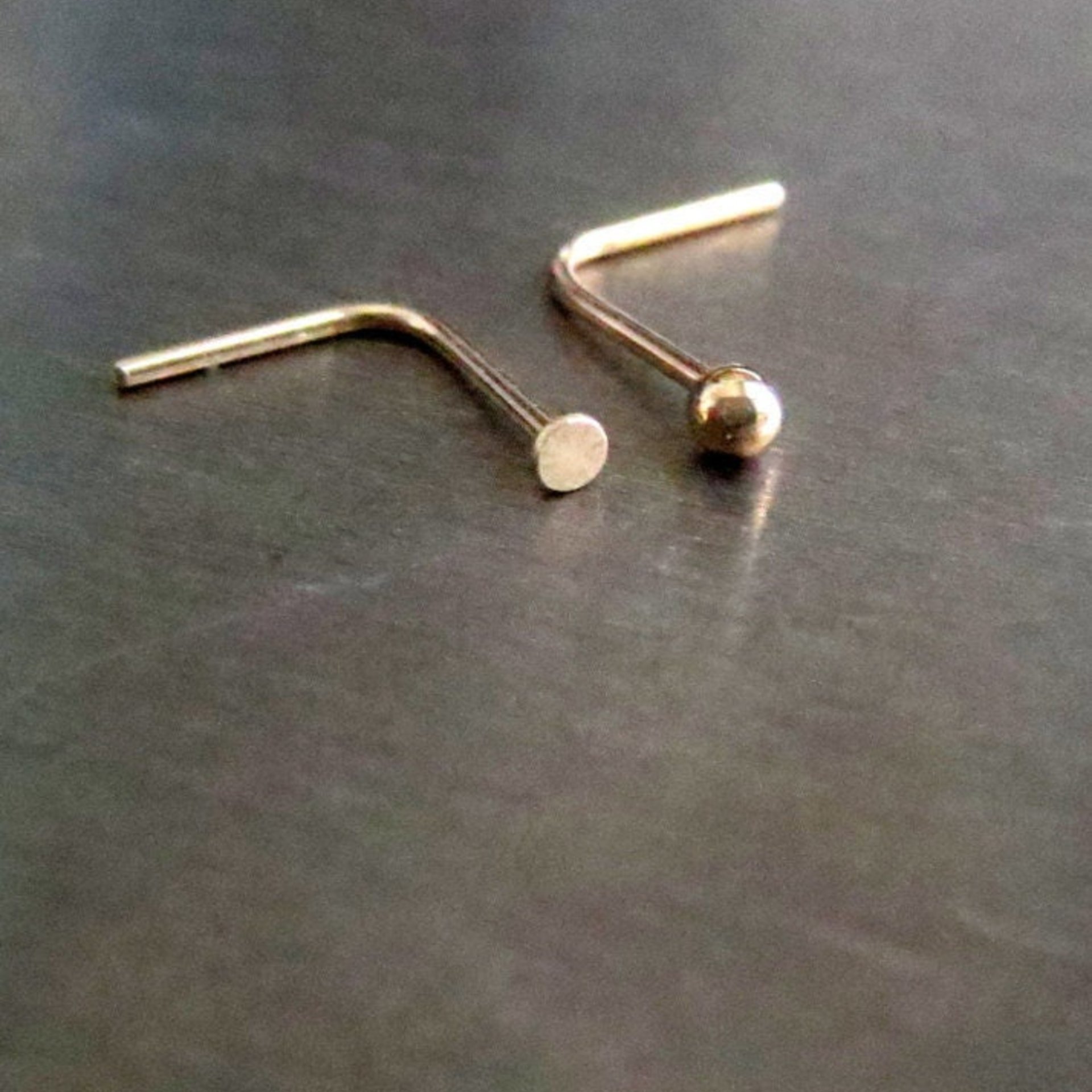 14k Gold Nose Stud, TEENY Tiny Flat or Ball Nose Ring, Solid Gold Super Thin 24 GAUGE Post - 100% Made in USA