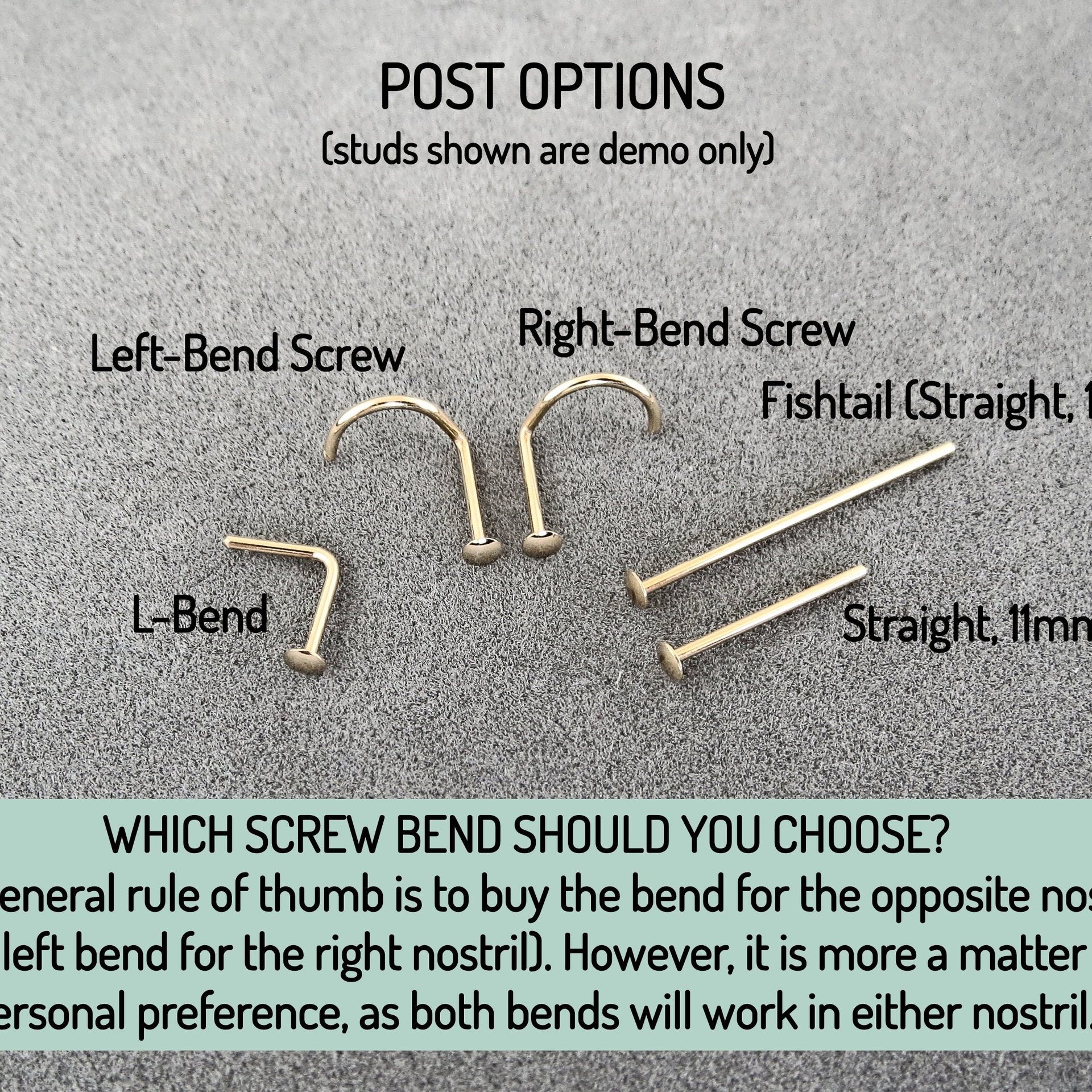 Tiny Flat Nose Stud, Argentium Silver Nose Ring - Nickel-Free Hypoallergenic Nose Jewelry, Nose Screw Made in USA