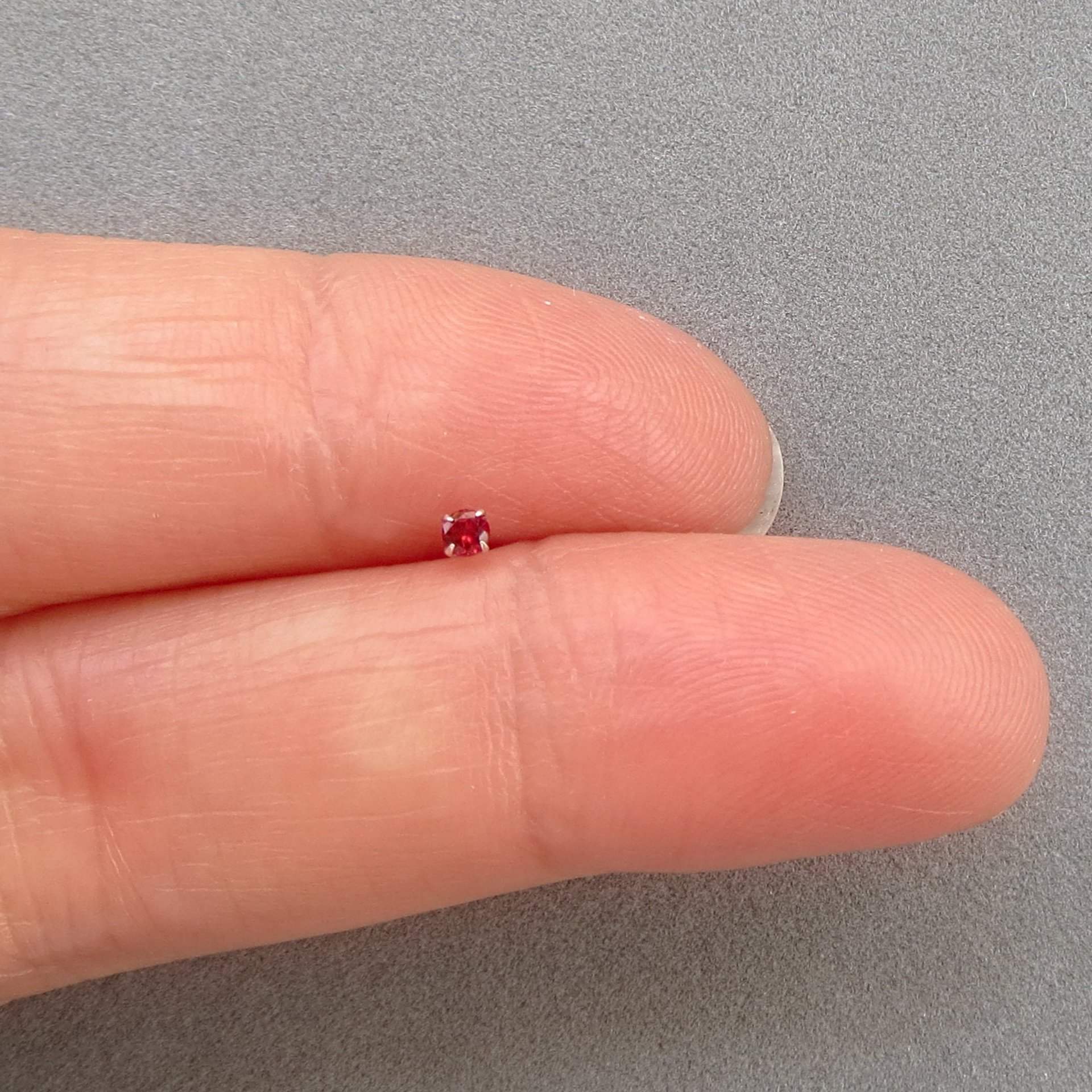 Small, 2mm Ruby Red Nose Stud, Sterling Silver Red Nose Ring, Cubic Zirconia Gemstone Nose Ring, 21g Post