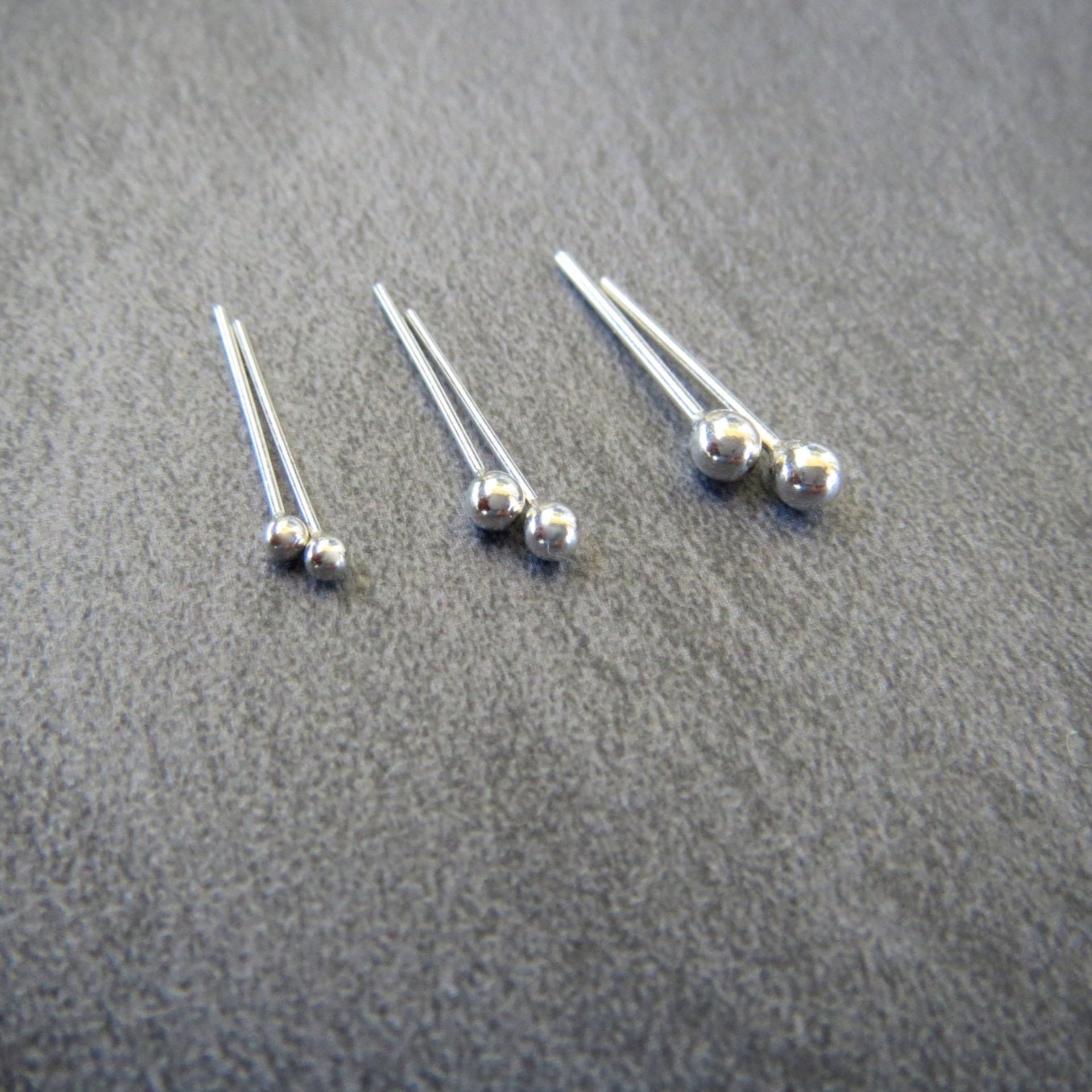Tiny Ball Stud Post Earrings, Argentium Silver, Single or Pair - Lobe and Cartilage Piercings, Nickel-Free Relief Stud Posts - Made in USA